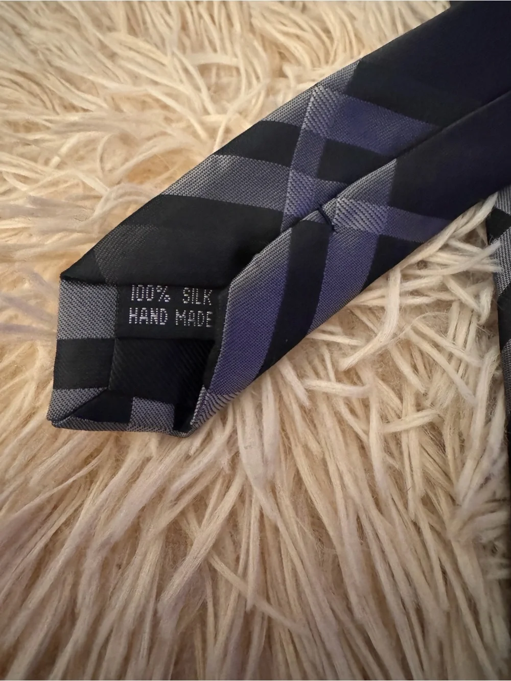 Burberry Black and Gray Plaid Silk Tie